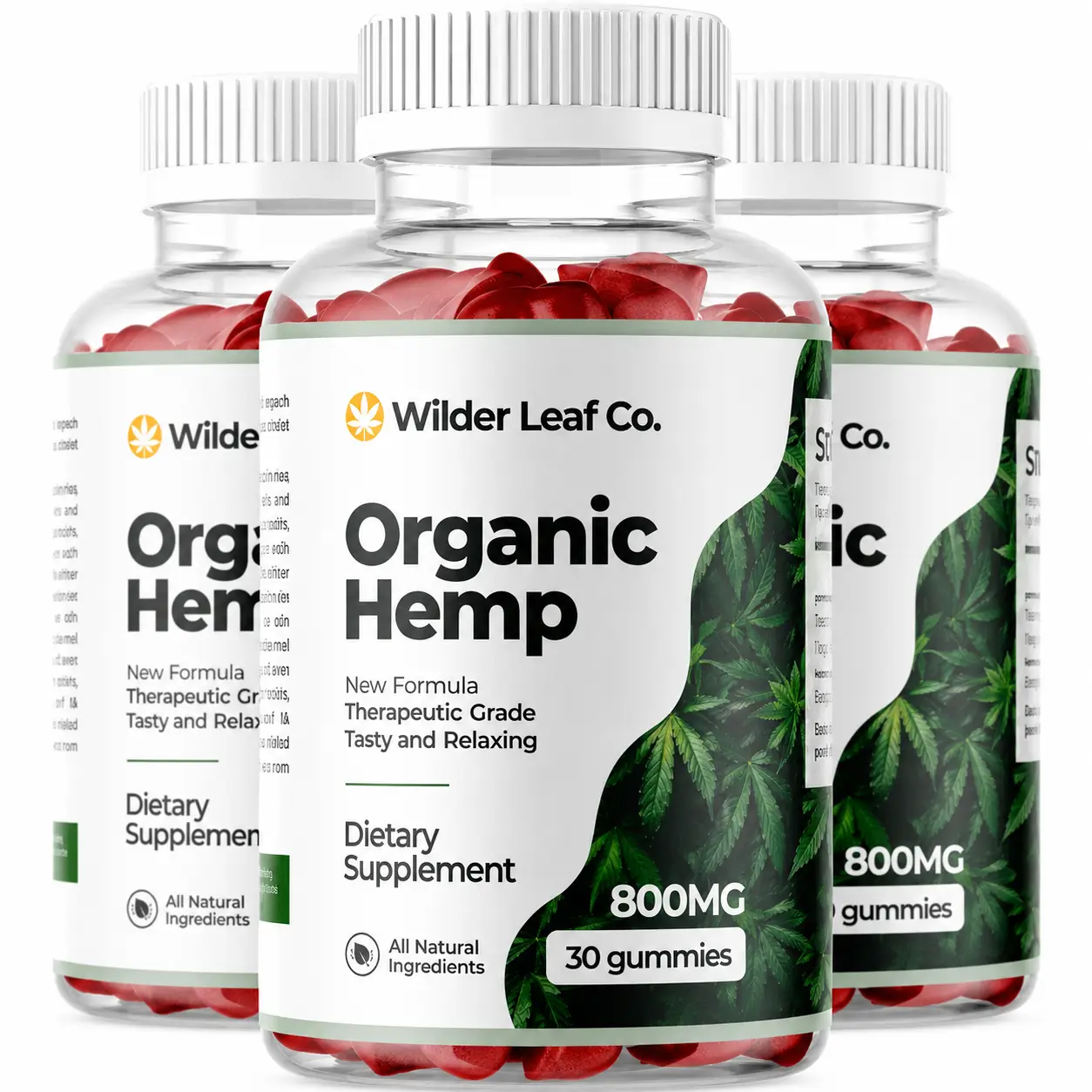 Three bottle Wilder Leaf Organic Hemp Gummies package